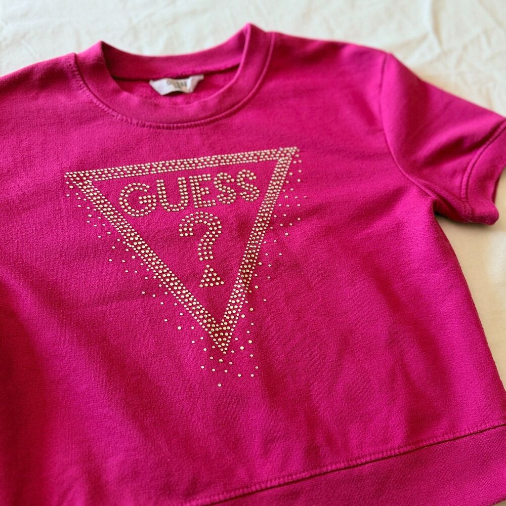 Guess Kids Girls Hot Pink Rhinestone Shirt